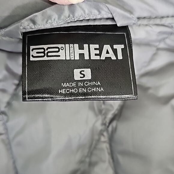 32 Degrees Heat Womens Sz S Gray and Black Down Fill Full Zip Puffer Jacket - Picture 2 of 12